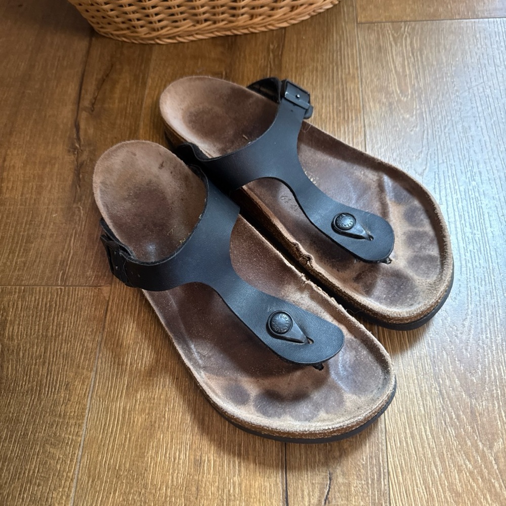 Birkenstock Gizeh Black Leather Thong Sandal Women’s Size 9 / 40 Shoes Slides